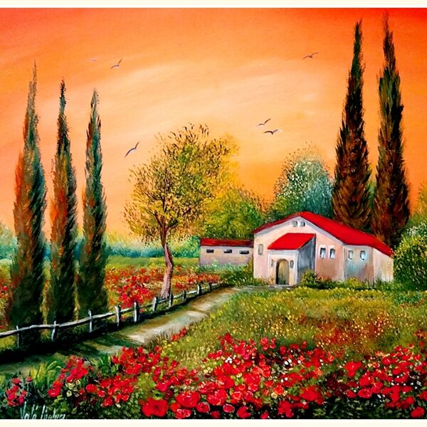 Toscana...Ciprusok és pipacsok  - 35x45 -  64.000.-