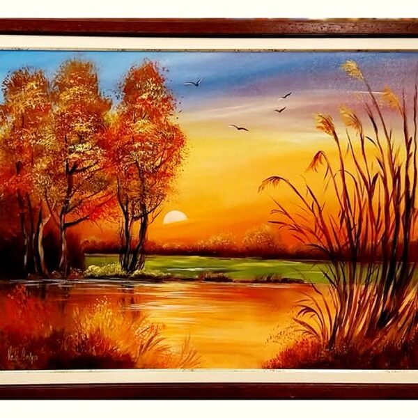 Napnyugta a tóparton 60x80 cm 195.000.-  /kerettel/
