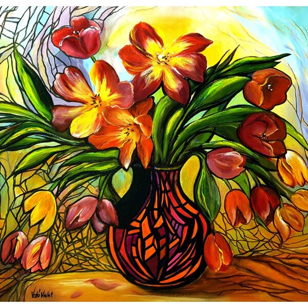 Tulipánok 50x70 cm.80.500.-  Modern, NAGYMÉRETŰ - feszített vászon