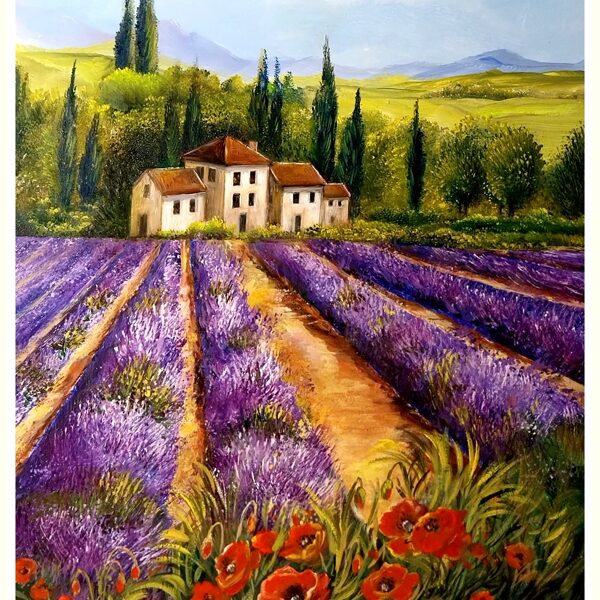 Provence - Levendulák és  pipacsok - 45X35 cm  65.000.-