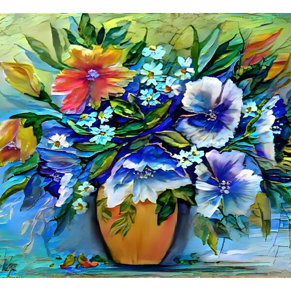 Sárga és kék virágok 35x45 cm 68.000.-