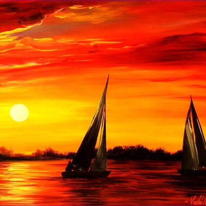 Balatoni vitorlások 30x40 cm