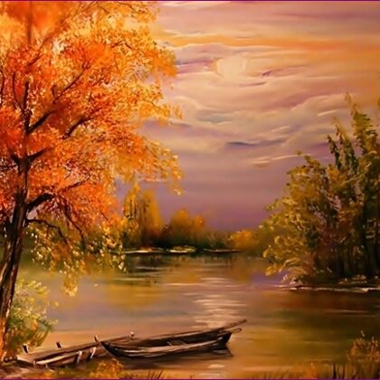 Magányos csónak 40x30 cm