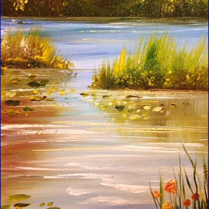 Tópart virágokkal 45x30 cm