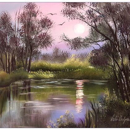 Tópart hajnalban 30x35 cm