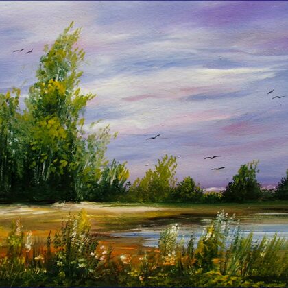 Tópart hajnali szélben 30x35 cm