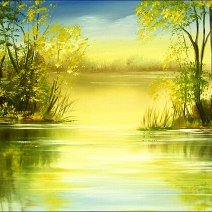 Tópart tavaszi fényben 30x45 cm