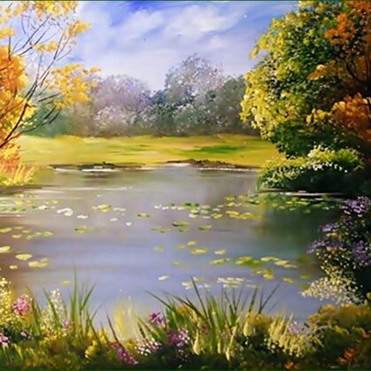 Virágos tópart 45x40 cm