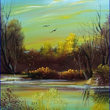 Vízparti táj madarakkal 35x30 cm