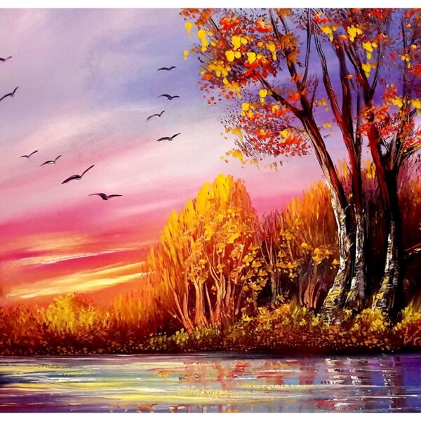 Őszi tópart madarakkal 30x40 cm