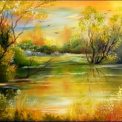 Madarak a színes égbolton 30x40cm