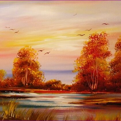 Őszi égbolt madarakkal 30x40