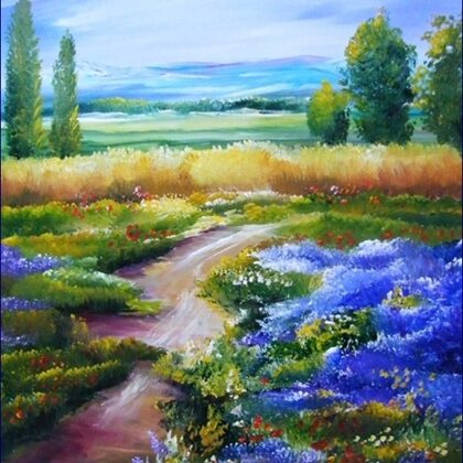 Pipacsok és levendulák 35x30 cm