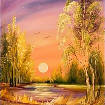 Telihold az erdőszélen 35x30 cm