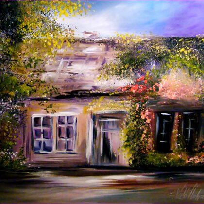 Virágos házikó 25x30 cm