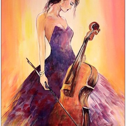 Lány csellóval 50x35 cm 