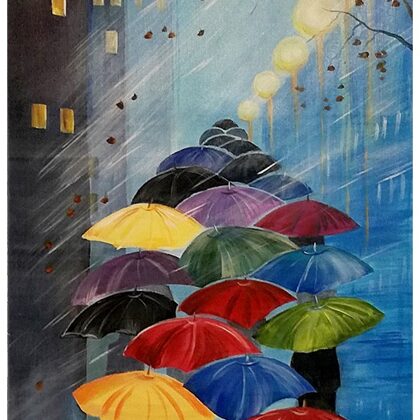 Esős este a kisvárosban 80x40 cm