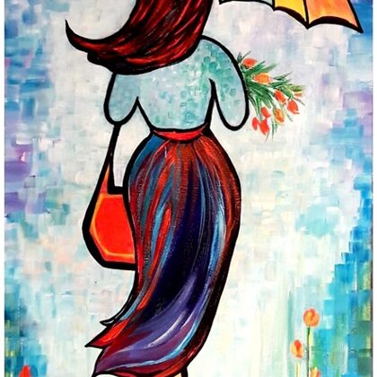 Lány az esőben 50x35 cm 