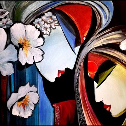 Szerelem virágok között 60x35 cm 