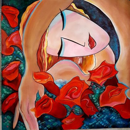 Reprodukció, Virágok közt - 80x80 cm -  MAGÁNTULAJDONBAN VAN