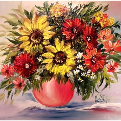 Napraforgós csendélet 30x25 cm- MAGÁNTULAJDON