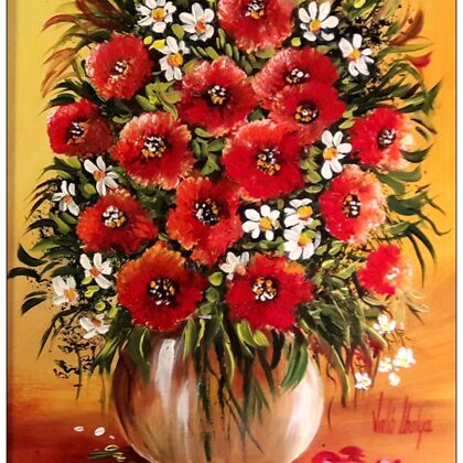 Piros kis virágok 35x30 cm - eladva