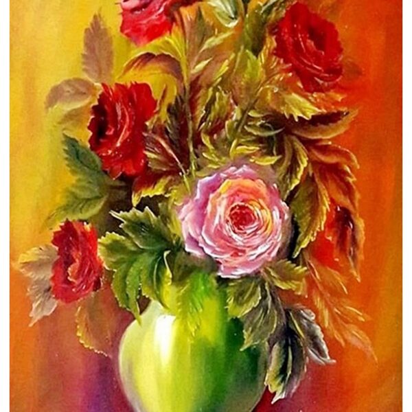 Rózsák zöld vázában 60x45