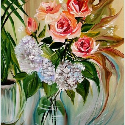 Csendélet rózsával 40x35 cm - MAGÁNTULAJDON