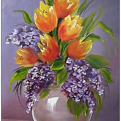 Tulipánok és orgonák 35x30 cm - eladva