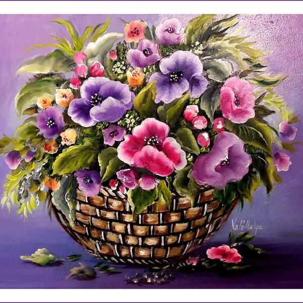 Virágok kosárban  40x40 cm