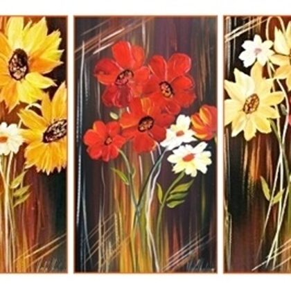 Piros és sárga virágok, sorozat 90x40 cm 