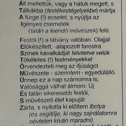 N. Pető Ilona újságíró cikke A képzőművészet bűvöletében címmel, Szigethalom 2004.