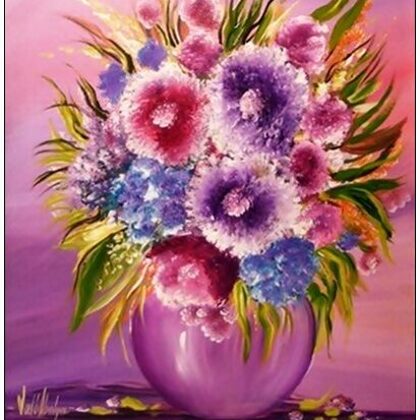 Violet Valo - Purple Fantasy Flowers, 35x30 cm