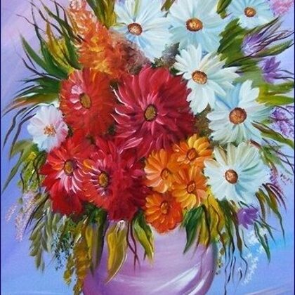 Violet Valo - Red and White Flowers, 35x30 cm