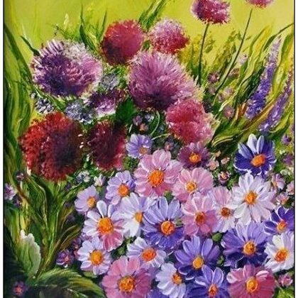 Violet Valo - Many Small Colorful Flowers, 35x30 cm