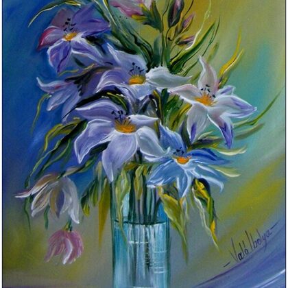 Violet Valo - Blue Lilies, 35x30 cm