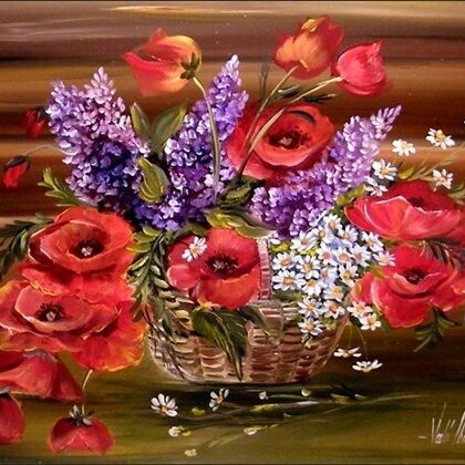 Violet Valo - May Flowers in Basket, 40x30 cm