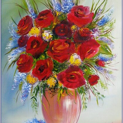 Violet Valo - Red and Blue Flowers, 40x30 cm
