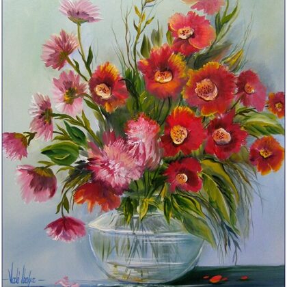 Violet Valo - Red Flowers, 45x40 cm