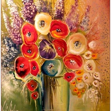 Violet Valo - Brilliant Abstract Flower, 35x30 cm