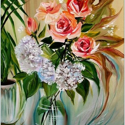 Violet Valo - Rose Still Life, 40x35 cm