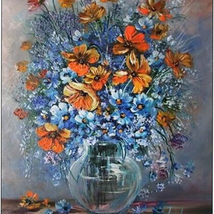 Violet Valo - Yellow and Blue Flowers, 50x60 cm