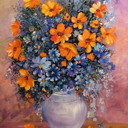 Violet Valo - Yellow and Blue Flowers,50x60  cm
