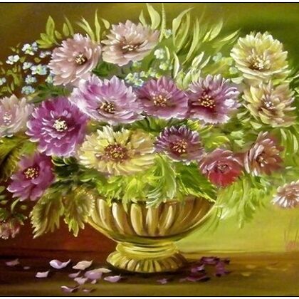 Violet Valo - Wild Roses in Flowerpot, 30x40 cm