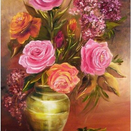 Violet Valo -Roses in Vase, 40x30 cm