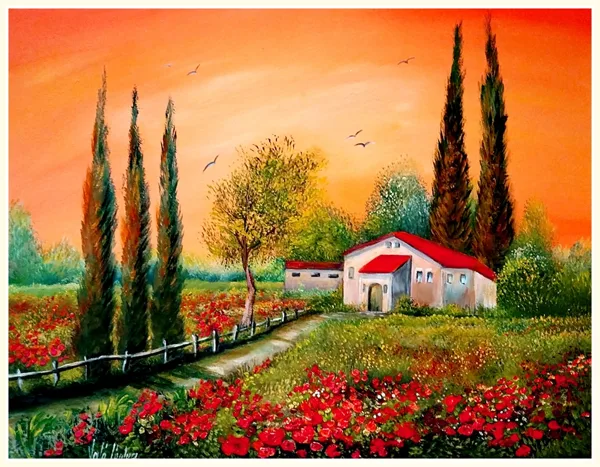 Toscana...Ciprusok és pipacsok  - 35x45 - 175.000.- Ft