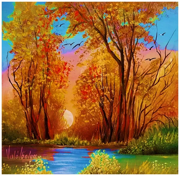 Erdőszéli napnyugta 30x30 cm 110.000.- Ft
