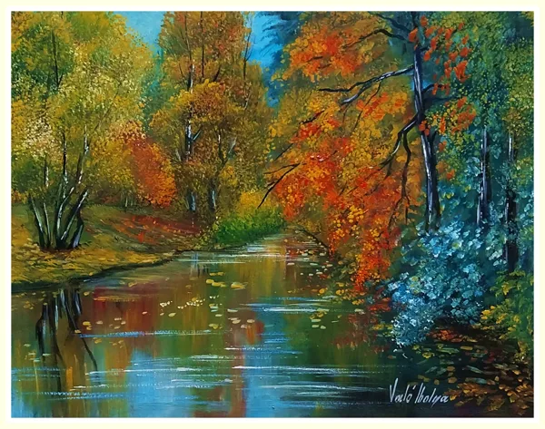 Folyó az erdő mélyén  35x45 cm 165.000.- Ft