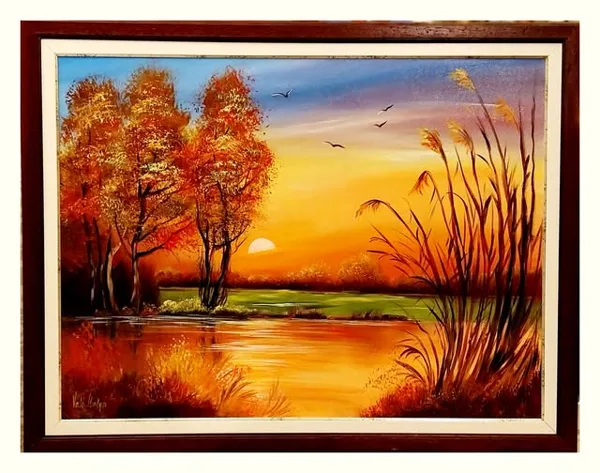 Napnyugta a tóparton 60x80 cm 265.000.- Ft/kerettel/