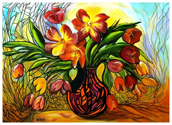 Tulipánok 50x70 cm.&nbsp;245.000.- Ft&nbsp; feszített vászon